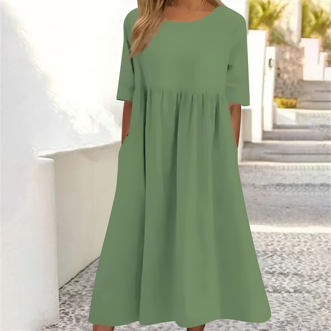 Women’s Smocked Waist Flowy Summer Midi Dress