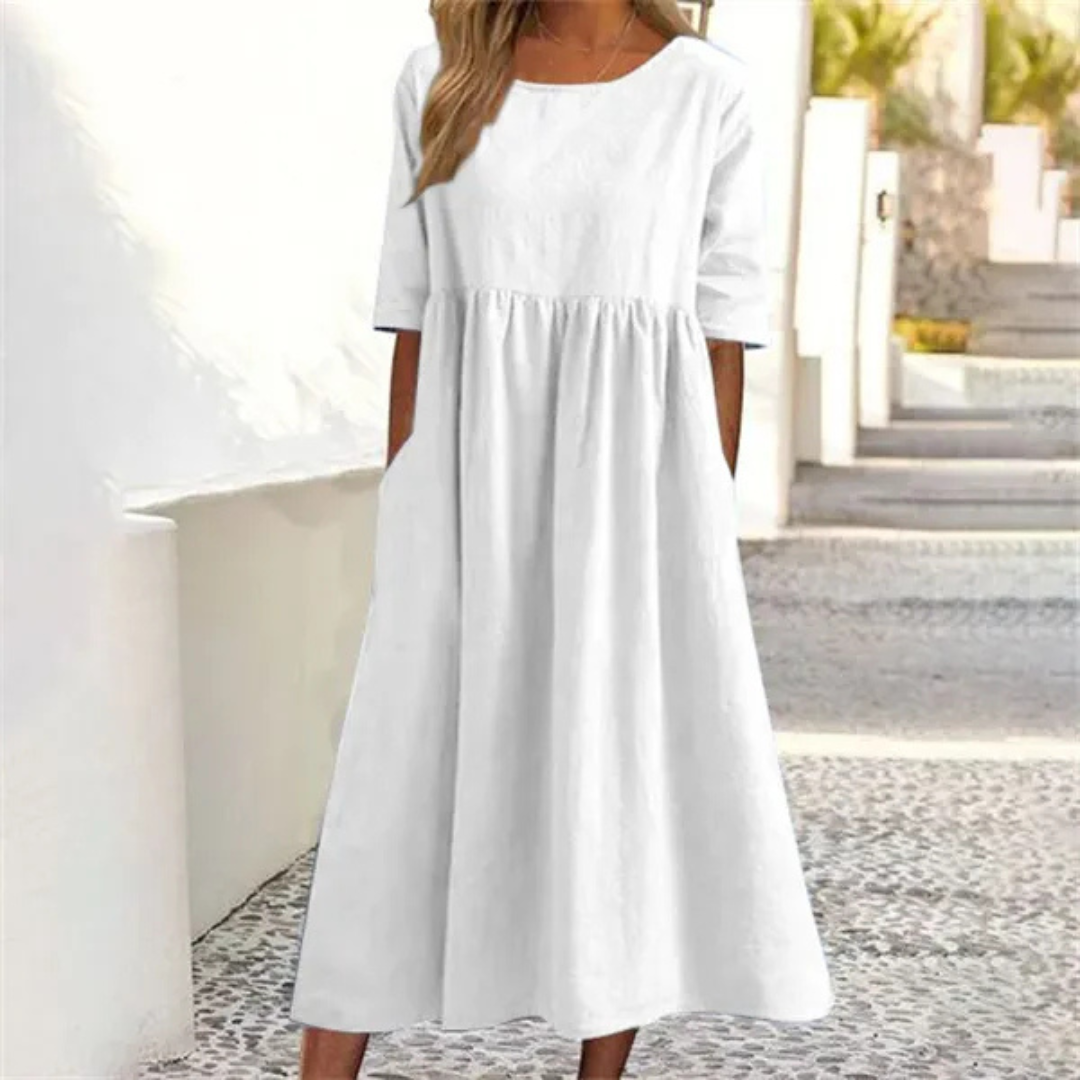 Women’s Smocked Waist Flowy Summer Midi Dress