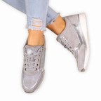 Women’s Sparkle Detail Lace-Up Shoes with Zip