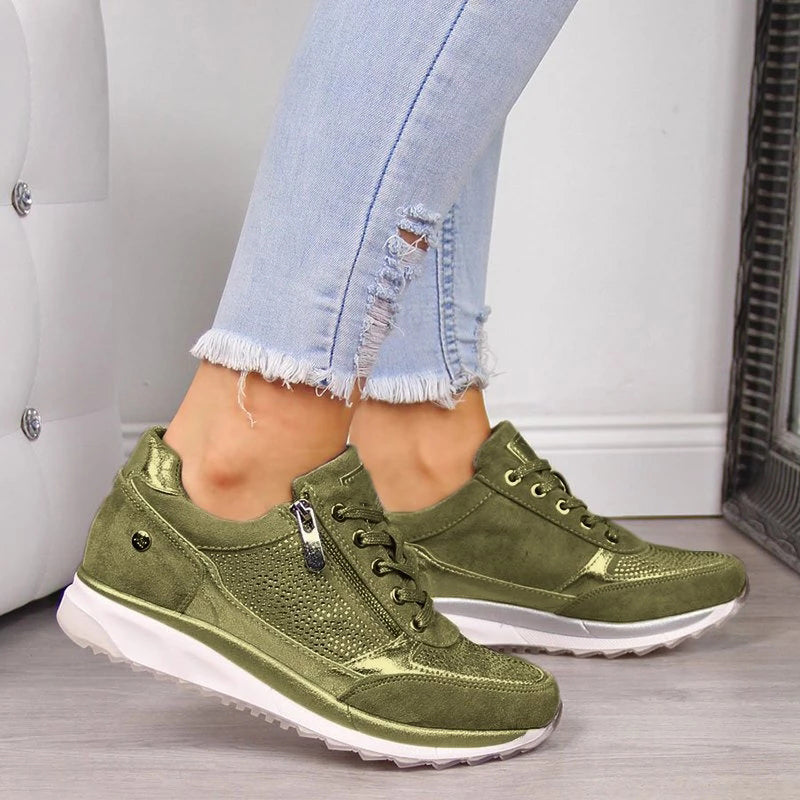 Women’s Sparkle Detail Lace-Up Shoes with Zip