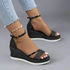 Women’s Sparkly Summer Wedge Sandals with Ankle Strap