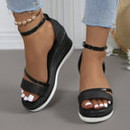 Women’s Sparkly Summer Wedge Sandals with Ankle Strap