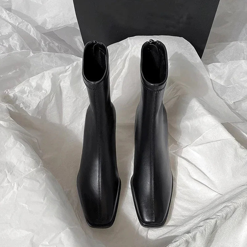 Women’s Square Toe Ankle Boots with Block Heel