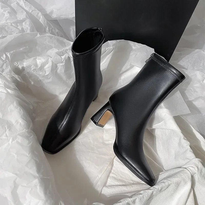 Women’s Square Toe Ankle Boots with Block Heel