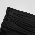 Women’s Strapless Cocktail Midi Dress with Asymmetric Ruffle Hem