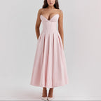 Women’s Strapless Corset Fit and Flare Maxi Dress