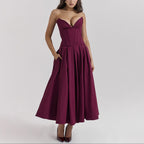 Women’s Strapless Corset Fit and Flare Maxi Dress