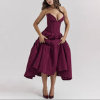 Women’s Strapless Corset Fit and Flare Maxi Dress