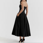 Women’s Strapless Corset Fit and Flare Maxi Dress