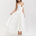 Women’s Strapless Corset Fit and Flare Maxi Dress