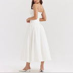 Women’s Strapless Corset Fit and Flare Maxi Dress