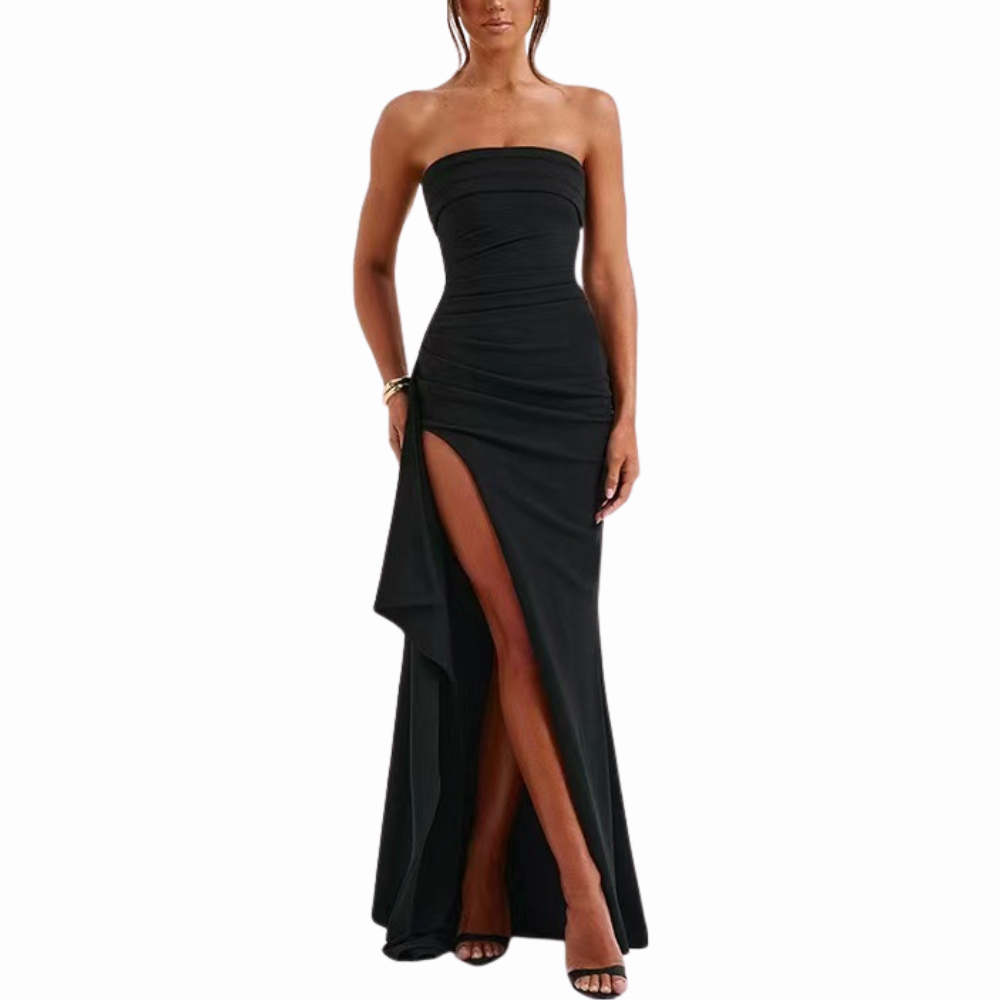 Women’s Strapless Maxi Dress with Side Slit
