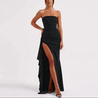 Women’s Strapless Maxi Dress with Side Slit