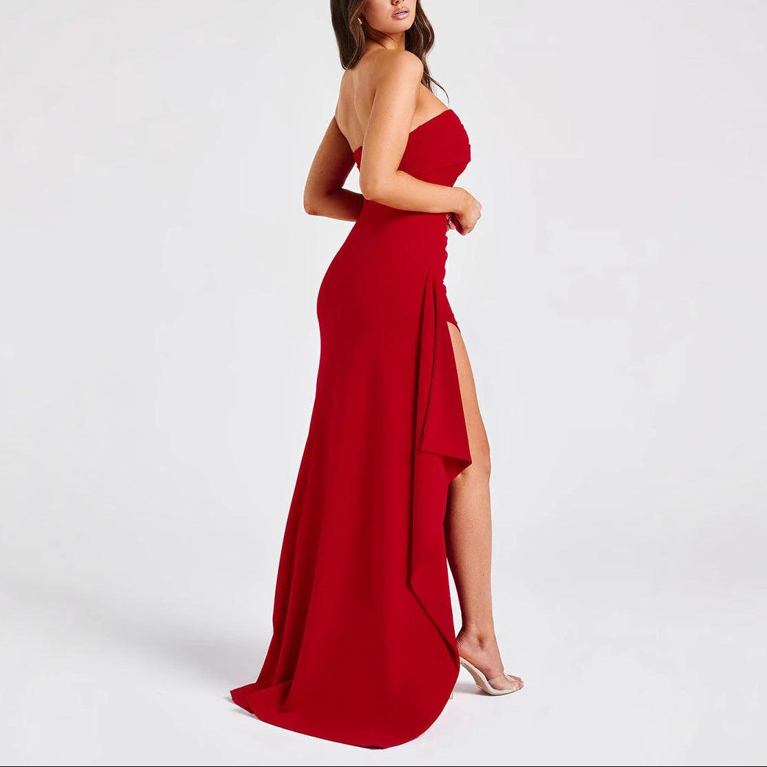 Women’s Strapless Maxi Dress with Side Slit