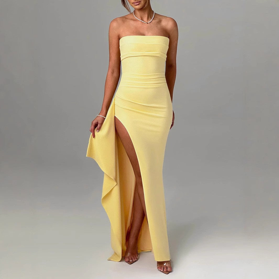Women’s Strapless Maxi Dress with Side Slit