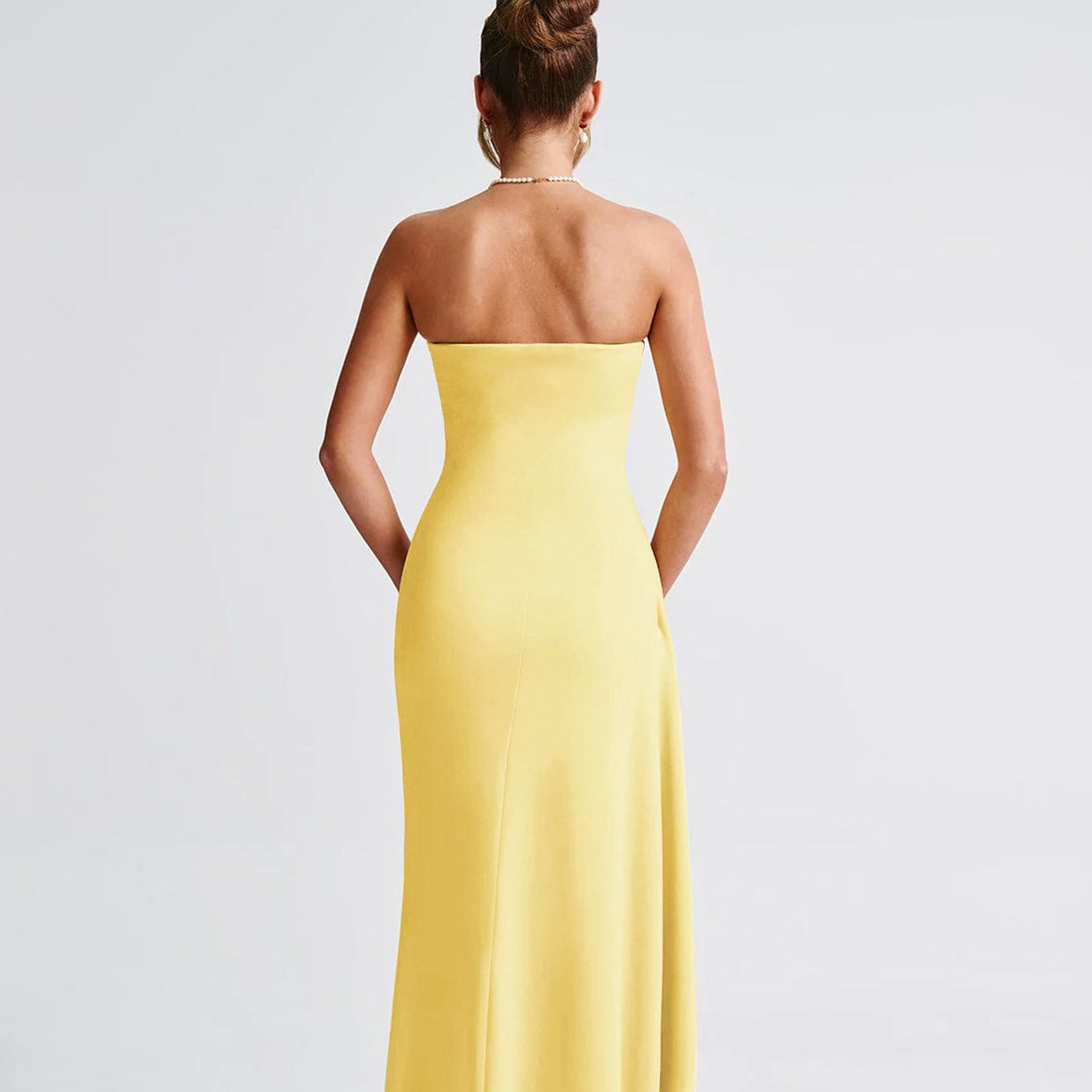 Women’s Strapless Maxi Dress with Side Slit