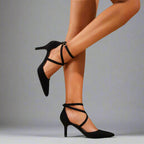Women’s Strappy Heels with Pointed Toe and Kitten Heel