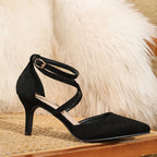 Women’s Strappy Heels with Pointed Toe and Kitten Heel