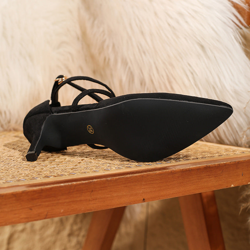 Women’s Strappy Heels with Pointed Toe and Kitten Heel