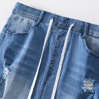 Women’s Stretch Denim Mini Skirt with Drawstring Waist and Pockets