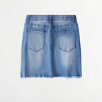 Women’s Stretch Denim Mini Skirt with Drawstring Waist and Pockets