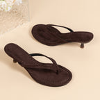 Women’s Suede Heeled Flip Flops with Kitten Heel