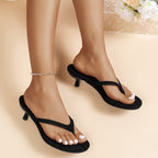 Women’s Suede Heeled Flip Flops with Kitten Heel