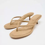 Women’s Suede Heeled Flip Flops with Kitten Heel