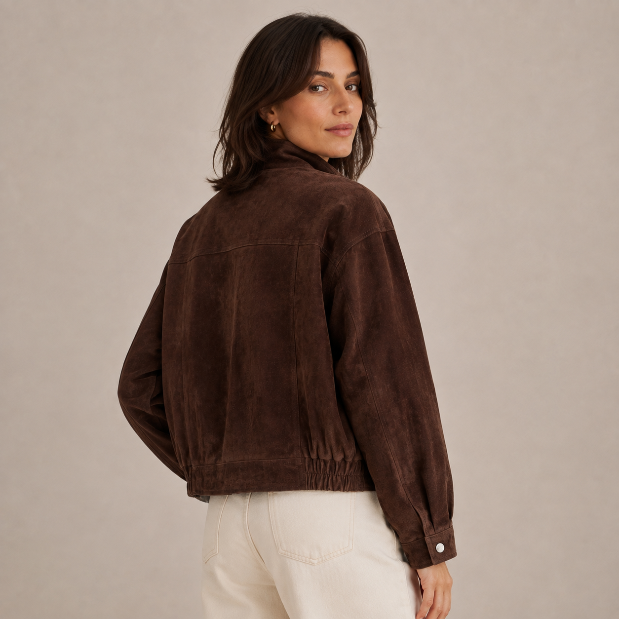 Women’s Suede Jacket with Front Pockets