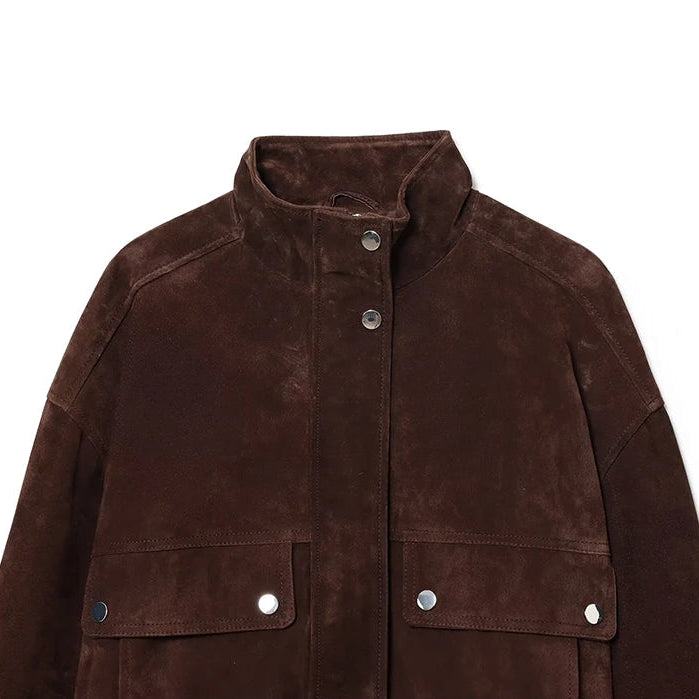 Women’s Suede Jacket with Front Pockets