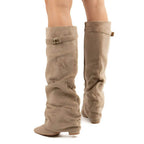 Women’s Suede Knee High Pointed Toe Boots with Side Zip