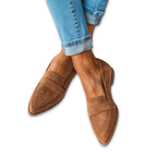 Women’s Suede Penny Loafers with Pointed Toe