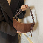 Women’s Suede Shoulder Crossbody Bag with Adjustable Strap