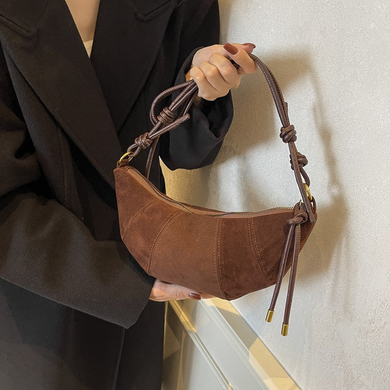 Women’s Suede Shoulder Crossbody Bag with Adjustable Strap