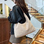 Women’s Suede Tote Bag with Zip Closure and Shoulder Strap