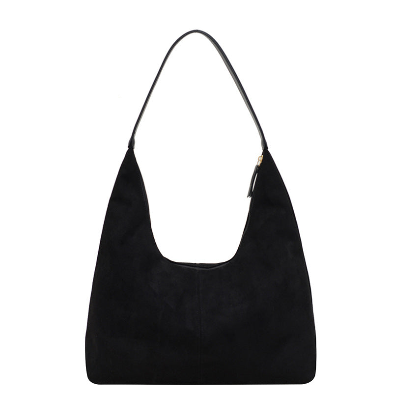 Women’s Suede Tote Bag with Zip Closure and Shoulder Strap