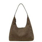 Women’s Suede Tote Bag with Zip Closure and Shoulder Strap