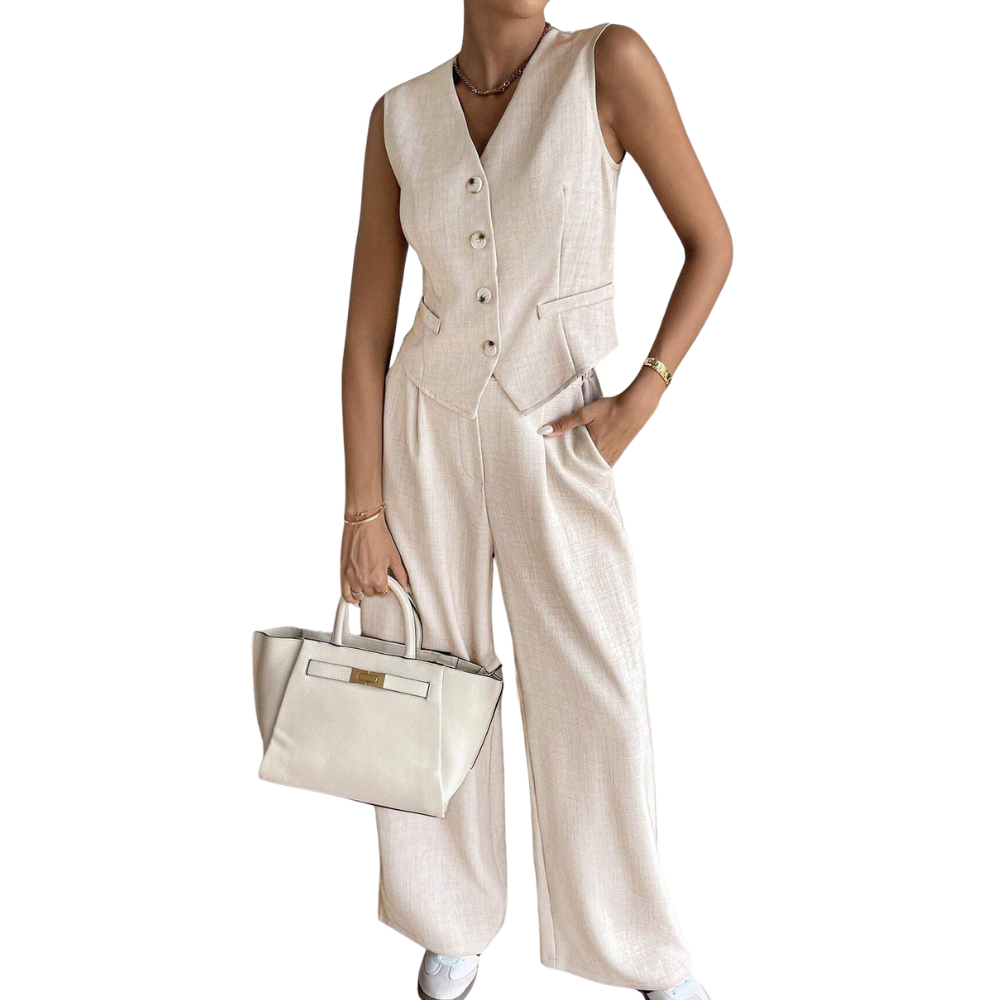 Women’s Summer Waistcoat and Wide Leg Trousers Co-Ord Set