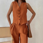 Women’s Summer Waistcoat and Wide Leg Trousers Co-Ord Set
