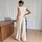 Women’s Summer Waistcoat and Wide Leg Trousers Co-Ord Set
