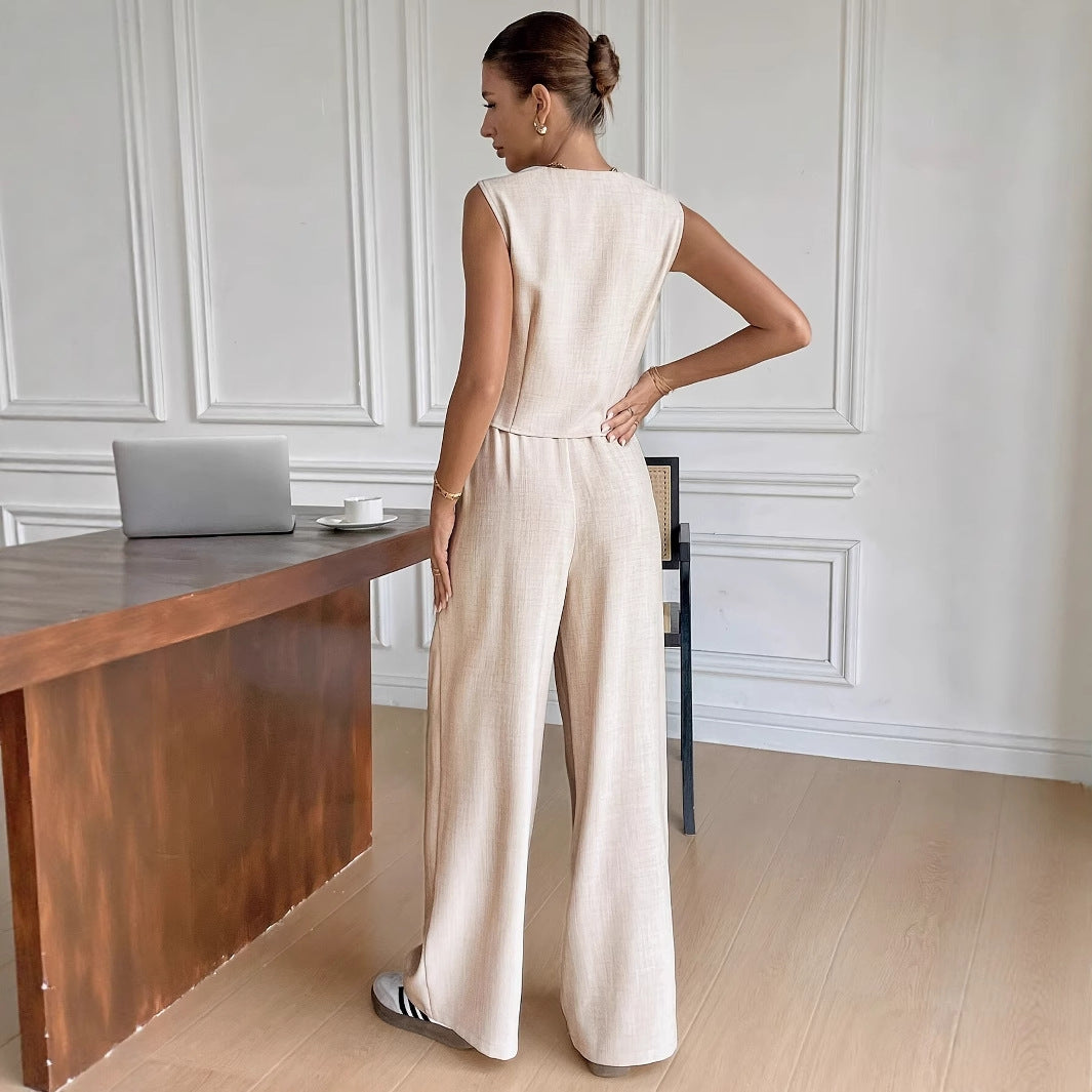 Women’s Summer Waistcoat and Wide Leg Trousers Co-Ord Set