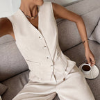 Women’s Summer Waistcoat and Wide Leg Trousers Co-Ord Set