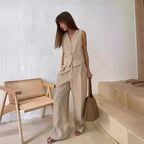 Women’s Summer Waistcoat and Wide Leg Trousers Co-Ord Set