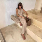 Women’s Summer Waistcoat and Wide Leg Trousers Co-Ord Set