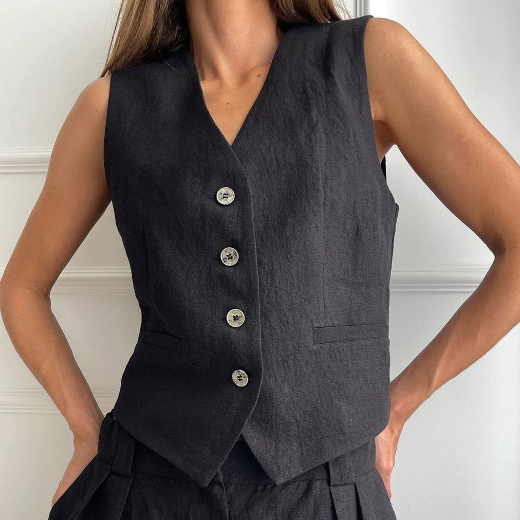 Women’s Summer Waistcoat and Wide Leg Trousers Co-Ord Set