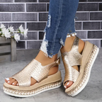 Women’s Summer Wedge Sandals with Textured Finish