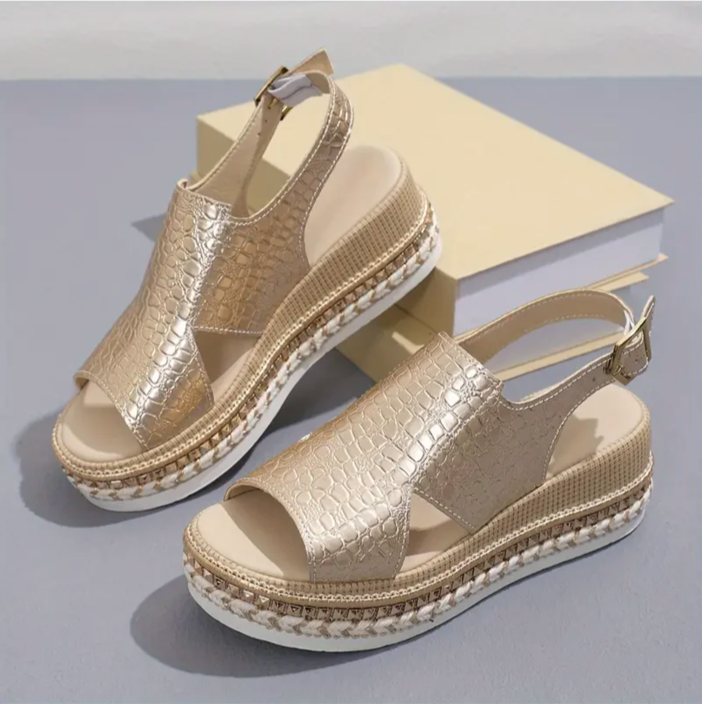Women’s Summer Wedge Sandals with Textured Finish