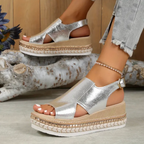 Women’s Summer Wedge Sandals with Textured Finish