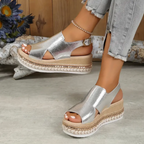 Women’s Summer Wedge Sandals with Textured Finish