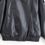 Women’s Textured PU Leather Bomber Jacket with Stand Collar